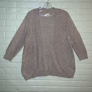 Petite Large 3/4 Length Sleeve Oatmeal Speckled Knitted Cardigan Sweater